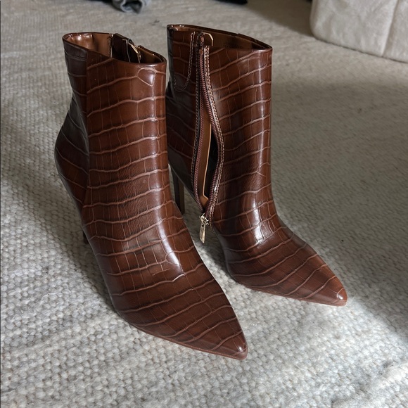 Steven Brown Croc-Embossed Heeled Ankle Boots - Picture 5 of 5